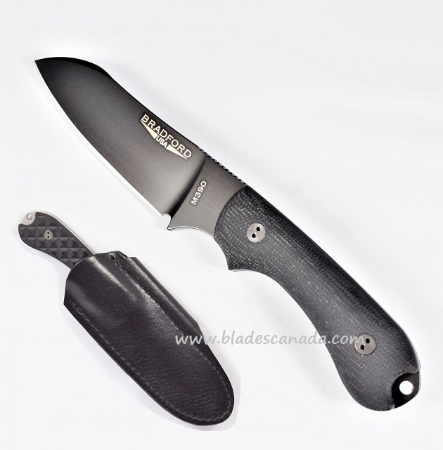 Bradford Guardian 3 Sheepsfoot Knife, M390 DLC, Black 3D Micarta, 3SF-101B-M390