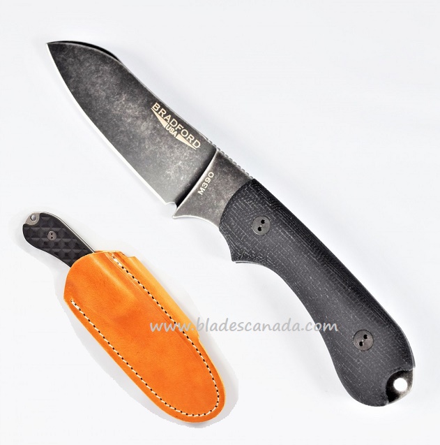 Bradford Guardian 3 Sheepsfoot Knife, M390 Nimbus, Black 3D Micarta, 3SF-101N-M390