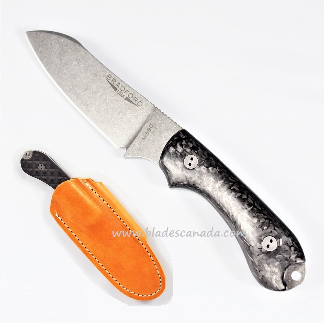 Bradford Guardian 3 Sheepsfoot Knife, M390 Stonewash, 3D Carbon Fiber, 3SF-114-M390
