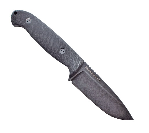 Bradford Guardian 4.5 Fixed Blade Knife, N690 Blackwash, 3D Canvas Micarta Black, 4.5S-101N-N690