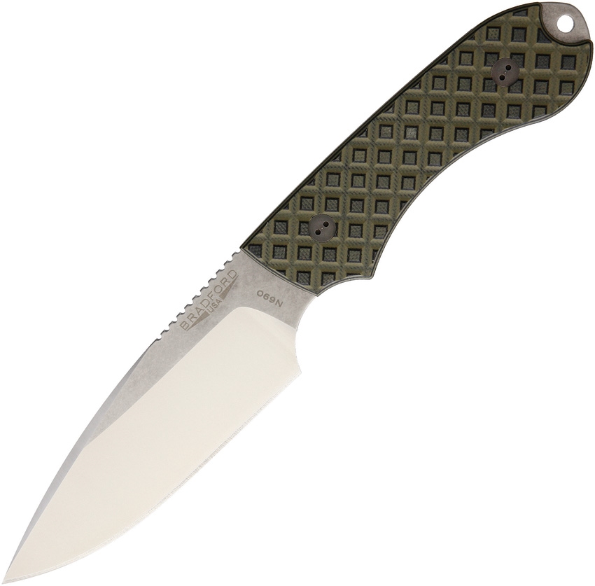 Bradford Guardian 4 Fixed Blade Knife, N690 False Edge, G10 OD Green/Black, BRAD4FE009 - Click Image to Close