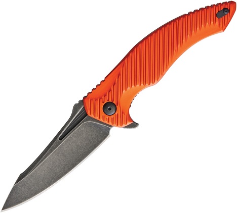 Brous Blades T4 Flipper Folding Knife, D2 Acid Wash, LTD Edition Orange, 234