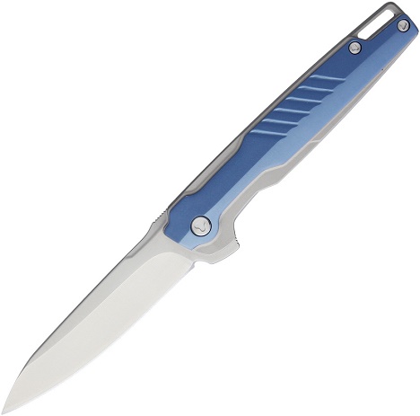 Brous Blades Icon Flipper Folding Knfie, D2 Satin, Aluminum Blue, 237