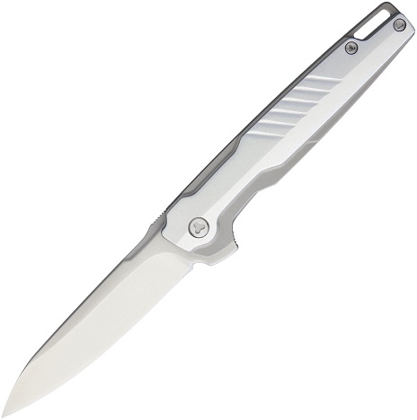 Brous Blades Icon Flipper Folding Knife, D2 Satin, Aluminum Grey, 238