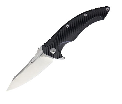 Brous Blades T4 Flipper Folding Knife, D2 Satin, Black Handle, M004