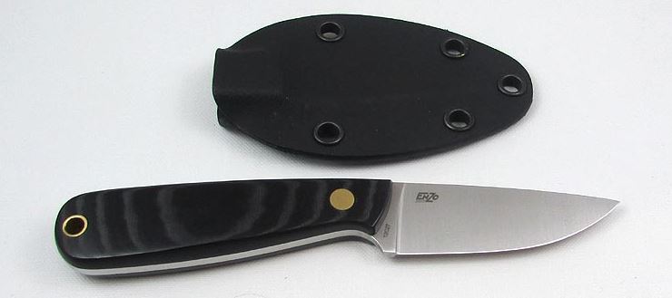 EnZo Necker 70 FFG Fixed Blade Knife, 12C27 Sandvik, Micarta Black, BRI5801