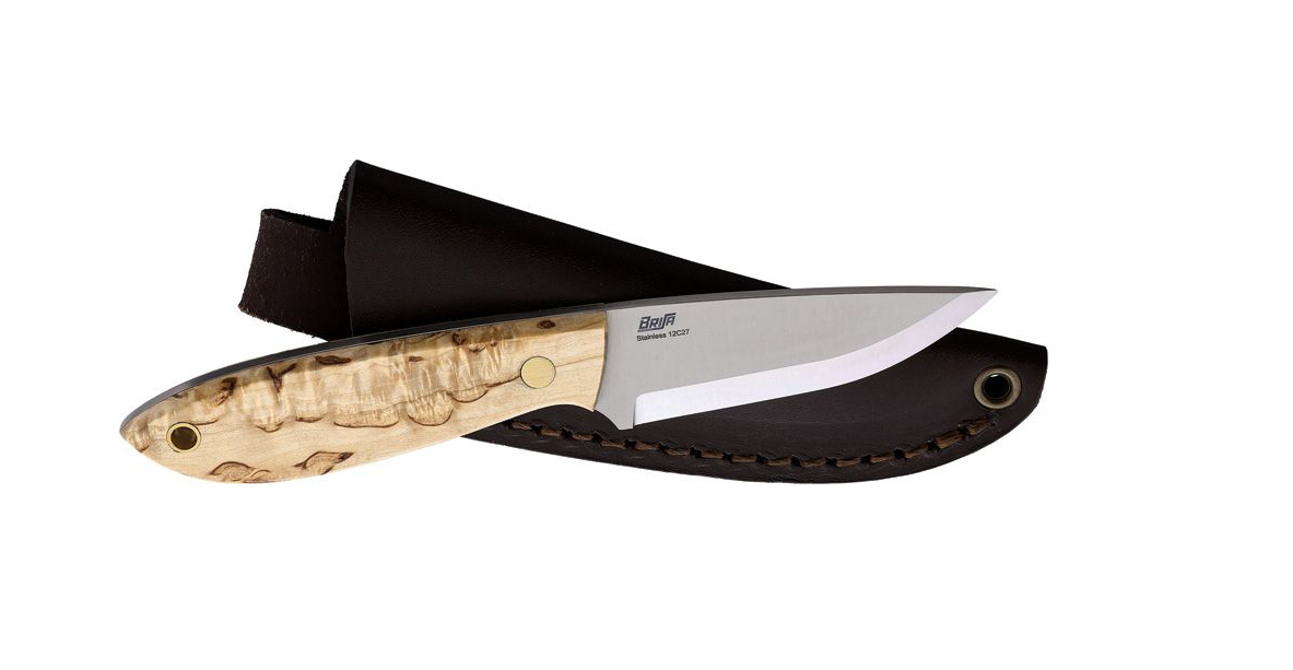 EnZo Bobtail 80 Fixed Blade Knife, 12C27 Sandvilk, Birch Wood, BRI9950