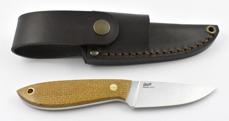 EnZo Bobtail 80 Fixed Blade Knife, 12C27 Sandvilk, Micarta Mustard, BRI9951