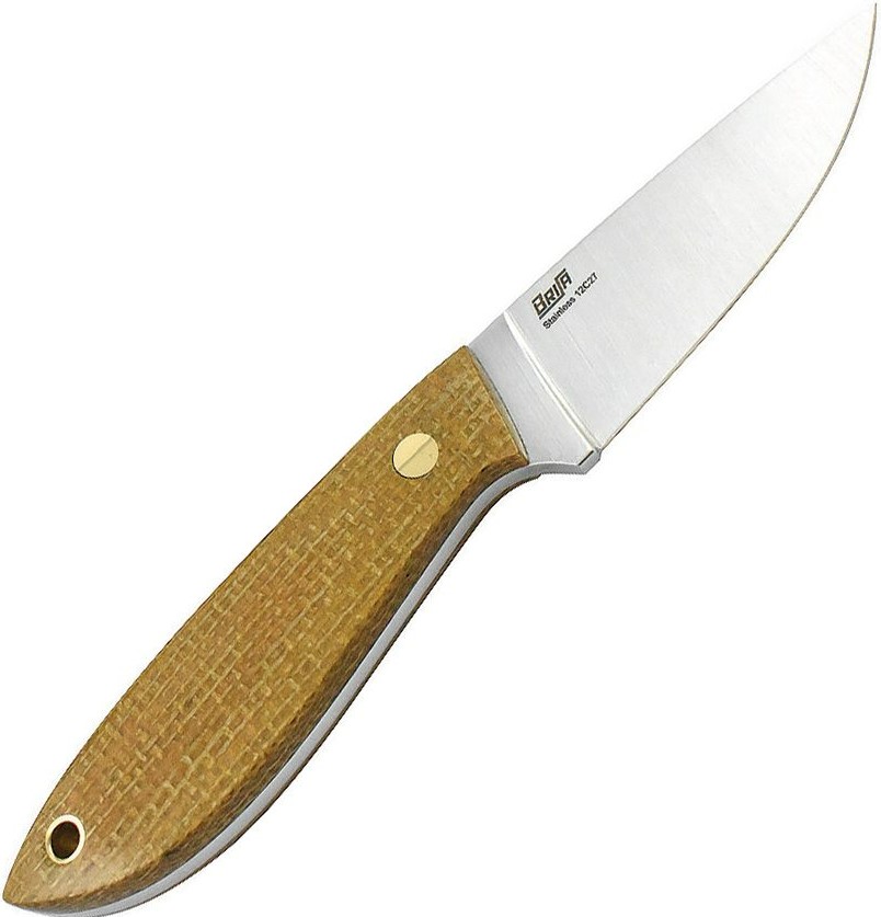 EnZo Bobtail 80 Fixed Blade Knife, 12C27 Sandvik, Micarta Mustard, BRI9951 - Click Image to Close