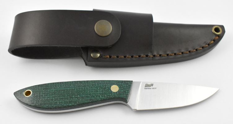 EnZo Bobtail 80 Fixed Blade Knife, 12C27 Sandvilk, Micarta Green, BRI9957