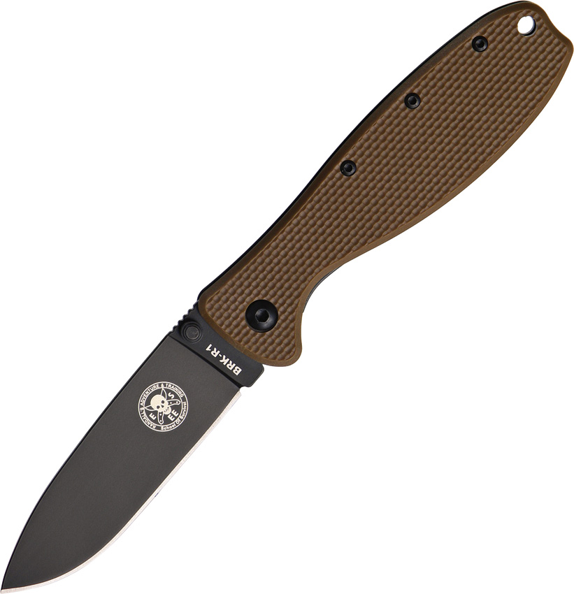 ESEE Zancudo Framelock Folding Knife, D2 Steel, GFN Coyote/Stainless, BRKR2CBB - Click Image to Close