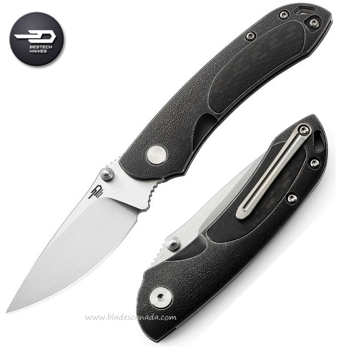 Bestech Junzi Slipjoint Folding Knife, S35VN, Titanium Black/CF, BT1809F