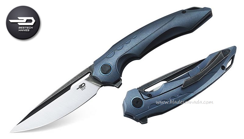 Bestech Ornetta Flipper Framelock Knife, M390, Titanium Blue, BT1811C