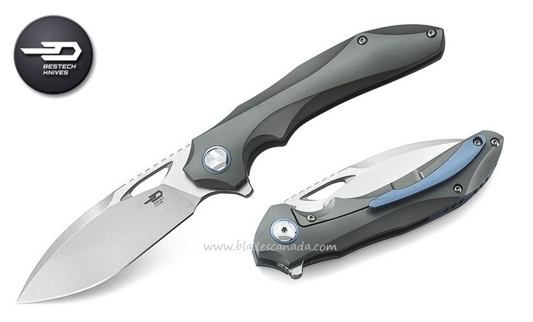 Bestech Eskra Flipper Framelock Knife, M390, Titanium Grey, BT1813C