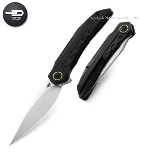 Bestech Samari Flipper Framelock Knife, M390 Satin, Titanium Black, BT2009F