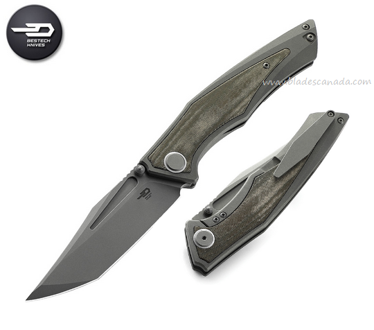 Bestech Togatta Flipper Framelock Knife, M390, Titanium/Micarta Green, BT2102D