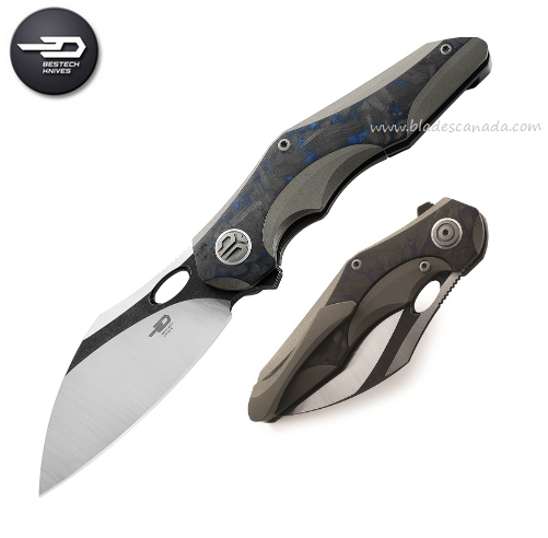 Bestech Nogard Flipper Framelock Knife, M390 Two-Tone, Titanium/CF, BT2105A