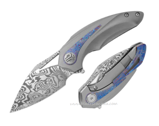 Bestech Nuke Flipper Framelock Knife, Damasteel, TItanium/Timascus, BT2107F