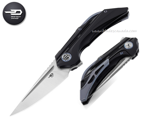 Bestech Vigil Flipper Framelock Knife, M390 Satin, Titanium Black, BT2201C