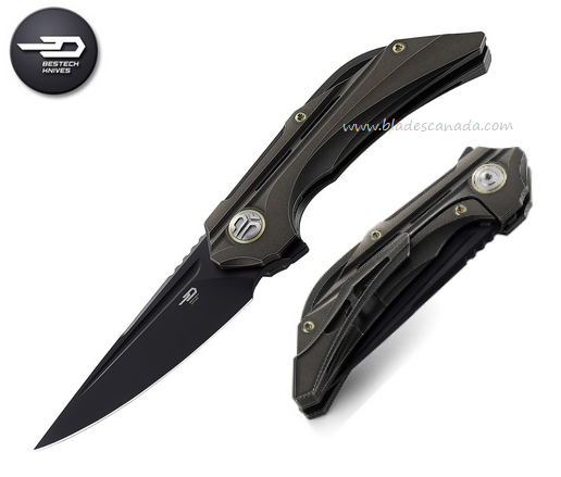 Bestech Vigil Flipper Framelock Knife, M390 Black SW, Titanium Black, BT2201D