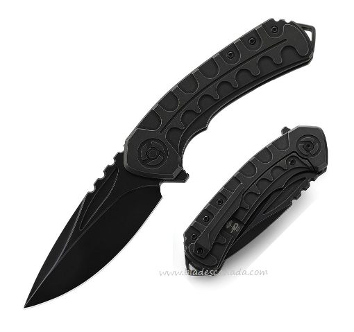 Bestech Buwaya Flipper Framelock Knife, M390 Black, Titanium Black, BT2203C