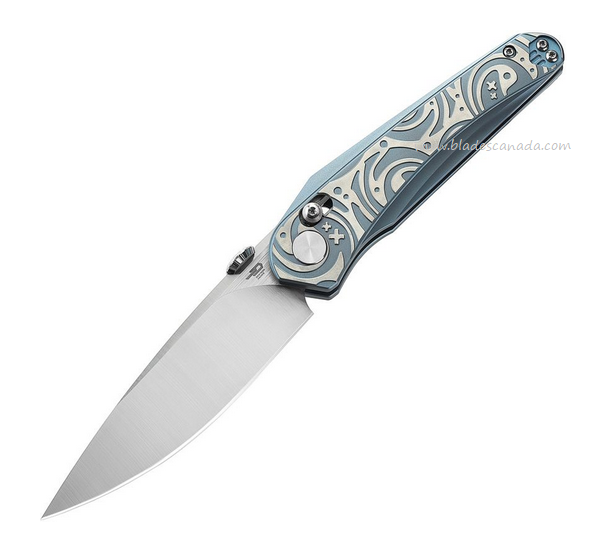 Bestech Mothus Bar Lock Folding Knife, M390, Titanium Blue, BT2206A