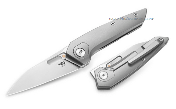 Bestech VK-Void Flipper Framelock Knife, Elmax Satin, Titanium White Bead Blast, BT2305A