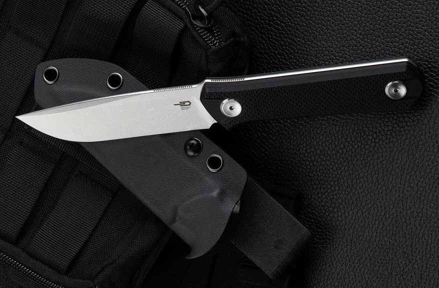 Bestech Hedron Fixed Blade Knife, D2, G10 Black, Kydex Sheath, BFK02A
