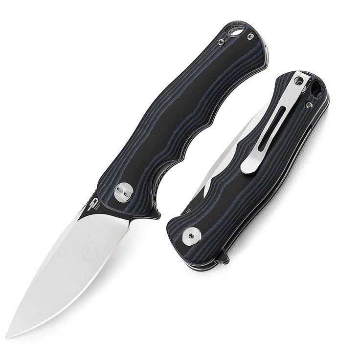 Bestech Bobcat Flipper Folding Knife, D2 Two- Tone, G10 Blue/Black, BG22D-2