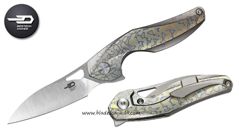 Bestech Isham Reticulam Flipper Framelock Knife, S35VN, Titanium, BT1810E
