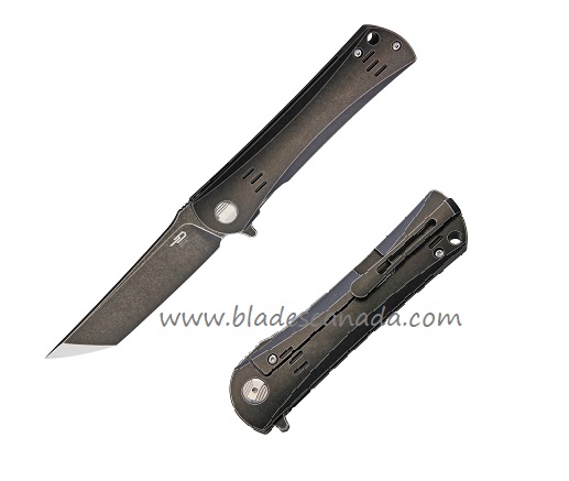 Bestech Kendo Flipper Framelock Knife, S35VN Tanto Two-Tone, Titanium, BT1903B