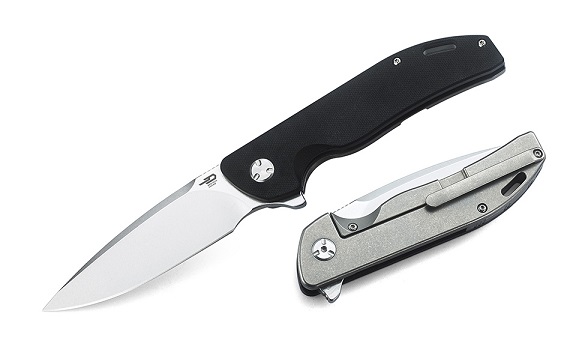 Bestech Bison Flipper Framelock Knife, D2 Drop Point, G10/Titanium, BT1904B-1