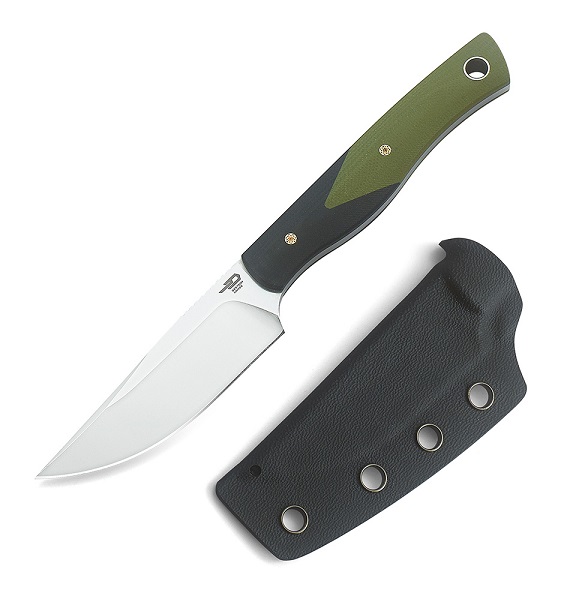 Bestech Heidi Fixed Blade Knife, D2, G10 Black/Green, Kydex Sheath, BFK01A