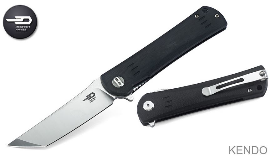 Bestech Kendo Flipper Folding Knife, D2 Tanto Two-Tone, G10 Black, BG06A-1 - Click Image to Close