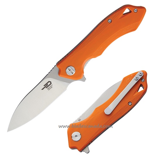 Bestech Beluga Flipper Folding Knife, D2 Two-Tone, G10 Orange, BG11E-2