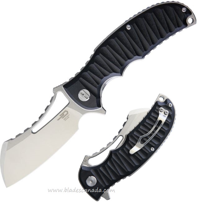 Bestech Hornet Flipper Folding Knife, D2 Two-Tone, G10 Black Sculpted, BG12A
