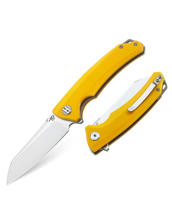 Bestech Texel Flipper Folding Knife, D2 Two-Tone, G10 Yellow, BG21C-1