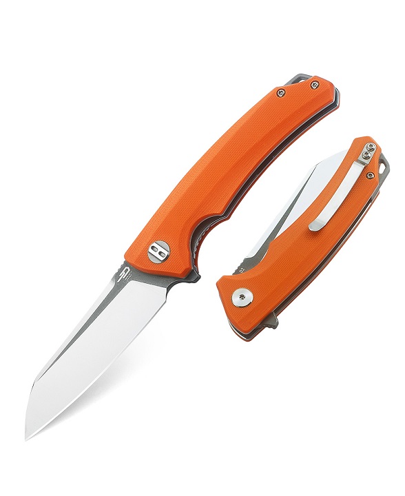 Bestech Texel Flipper Folding Knife, D2 Two-Tone, G10 Orange, BG21D-2