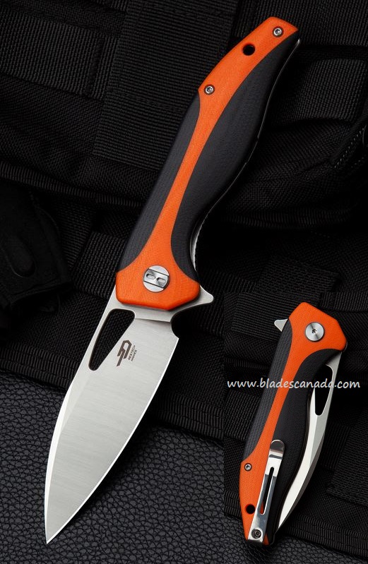 Bestech Komodo Flipper Folding Knife, D2 Sheepsfoot, G10 Orange/Black, BG26C