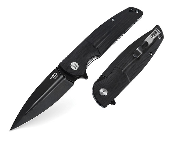 Bestech Fin Flipper Folding Knife, 14C28N Sandvik, G10 Black, BG34A-3