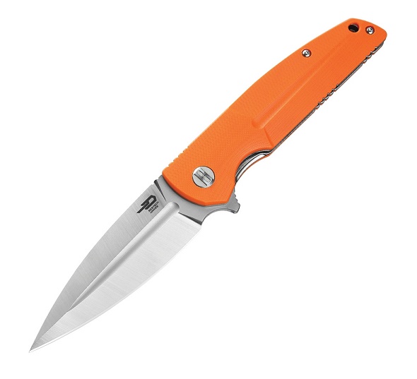 Bestech Fin Flipper Folding Knife, 14C28N Sandvik, G10 Orange, BG34B-1