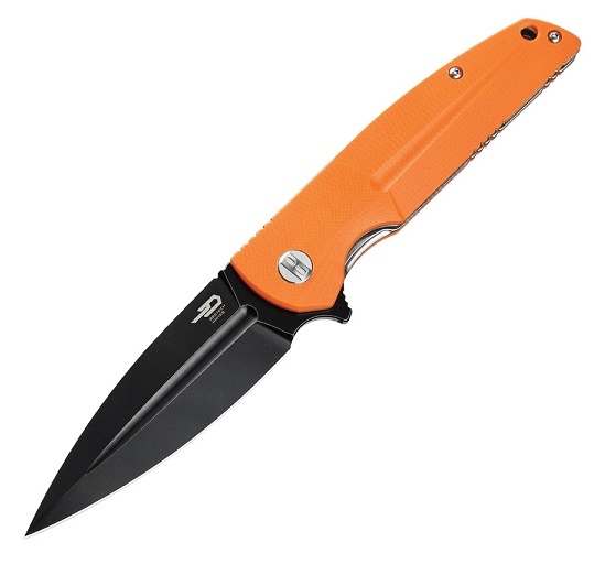 Bestech Fin Flipper Folding Knife, 14C28N Sandvik, G10 Orange, BG34B-3