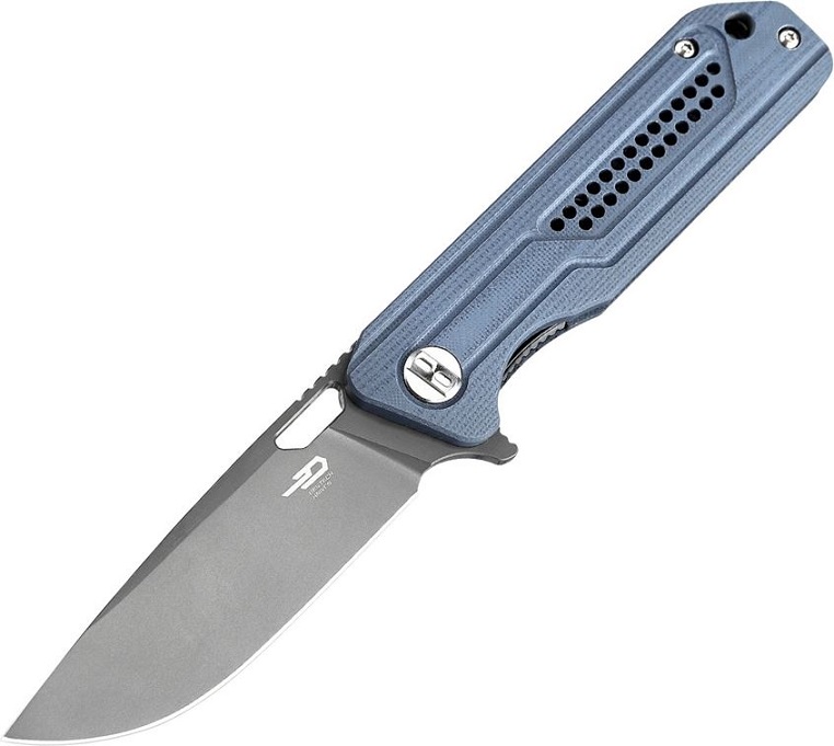 Bestech Circut Flipper Folding Knife, K110 Steel, G10 Blue/Gray, BG35B-2