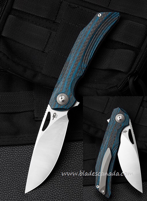 Bestech Falko Flipper Folding Knife, 154CM, G10 Blue/CF, BL01B
