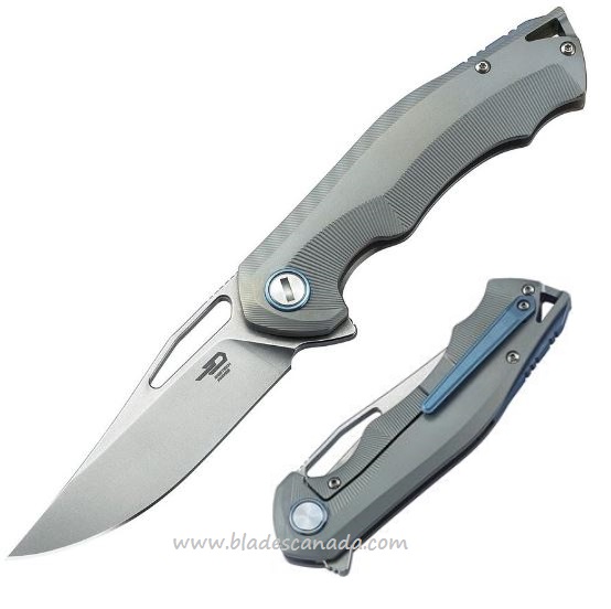 Bestech Tercel Flipper Framelock Knife, S35VN, Titanium Grey, BT1708B - Click Image to Close