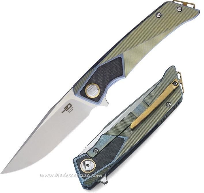 Bestech Sky Hawk Flipper Framelock Knife, S35VN, Titanium/CF, BT1804B