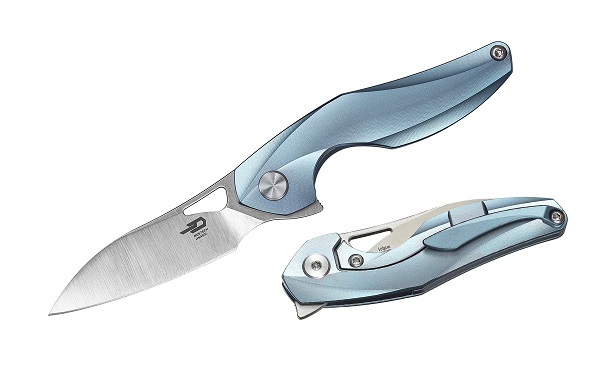 Bestech Isham Reticulan Flipper Framelock Knife, S35VN Two-Tone, TItanium Blue, BT1810B - Click Image to Close