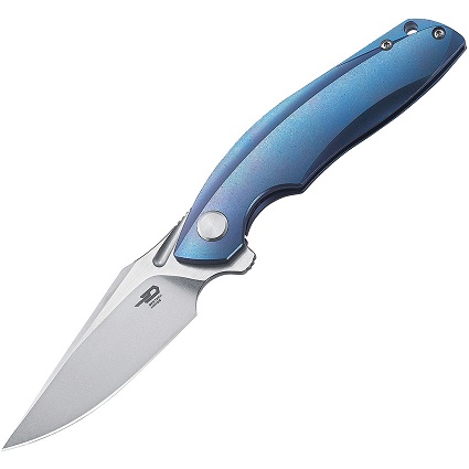 Bestech Ghost Flipper Folding Knife, S35VN Two-Tone, Titanium Blue, BT1905B