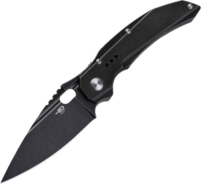Bestech Exploit Flipper Folding Knife, S35VN Black, Titanium Black, BT2005C