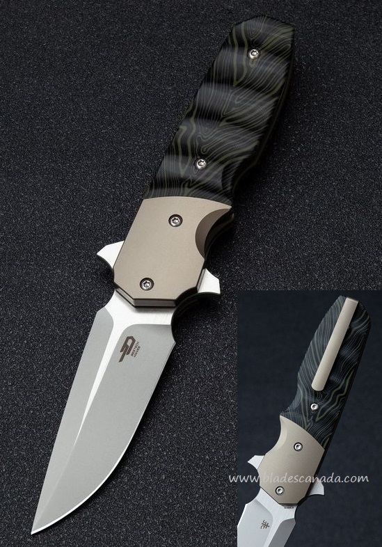 Bestech Freefall Flipper Folding Knife, S35VN Two-Tone, G10 Black/Green, BT2007A